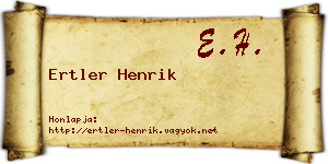 Ertler Henrik névjegykártya